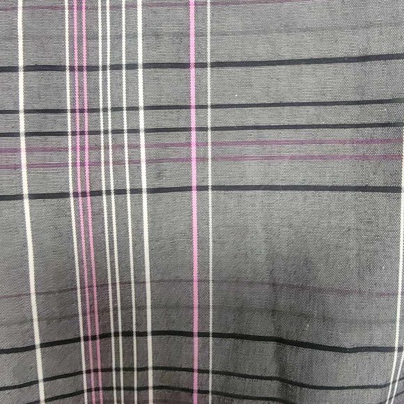 Mens Size L Oakley Short Sleeve Plaid stripe black grey pink button down shirt - Picture 2 of 9